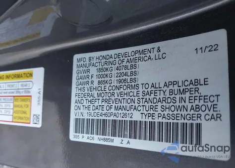 2023 Acura Integra A-Spec W/ Technology from USA, damaged, VIN 19UDE4H60PA012612